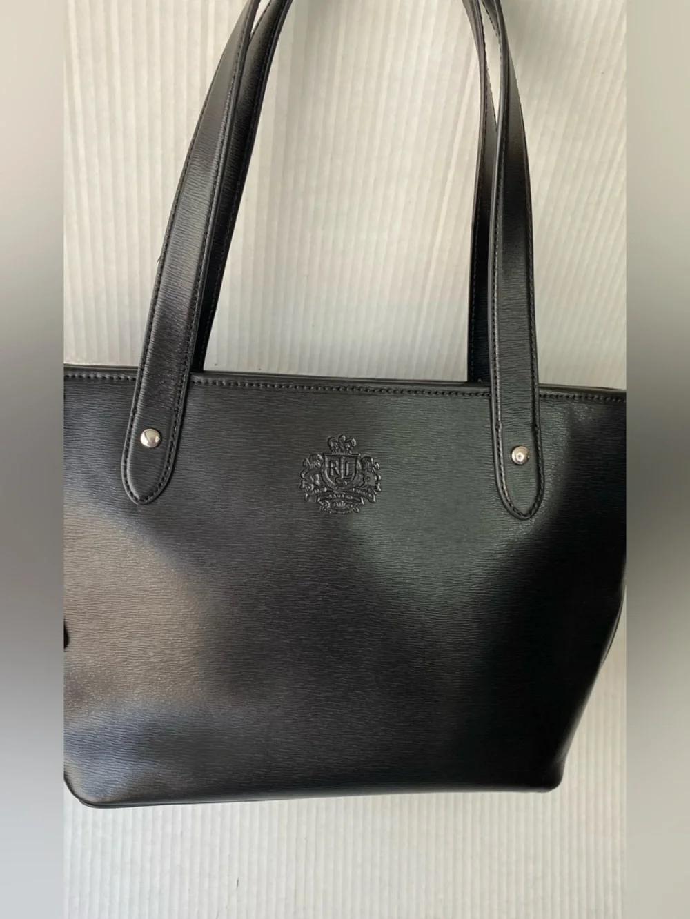 Lauren Ralph Lauren Sloan Street Black Saffiano Leather Shopper Tote Bag - Picture 12 of 15